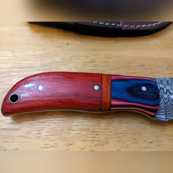 Damascus steel blade men's hunting skinner knife, T1-1865 - Picture 5 of 8